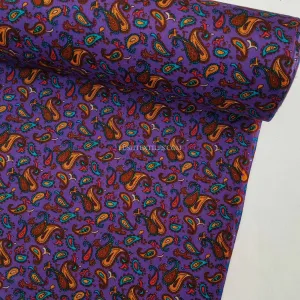 100% Viscose Paisley Fabric, Purple
