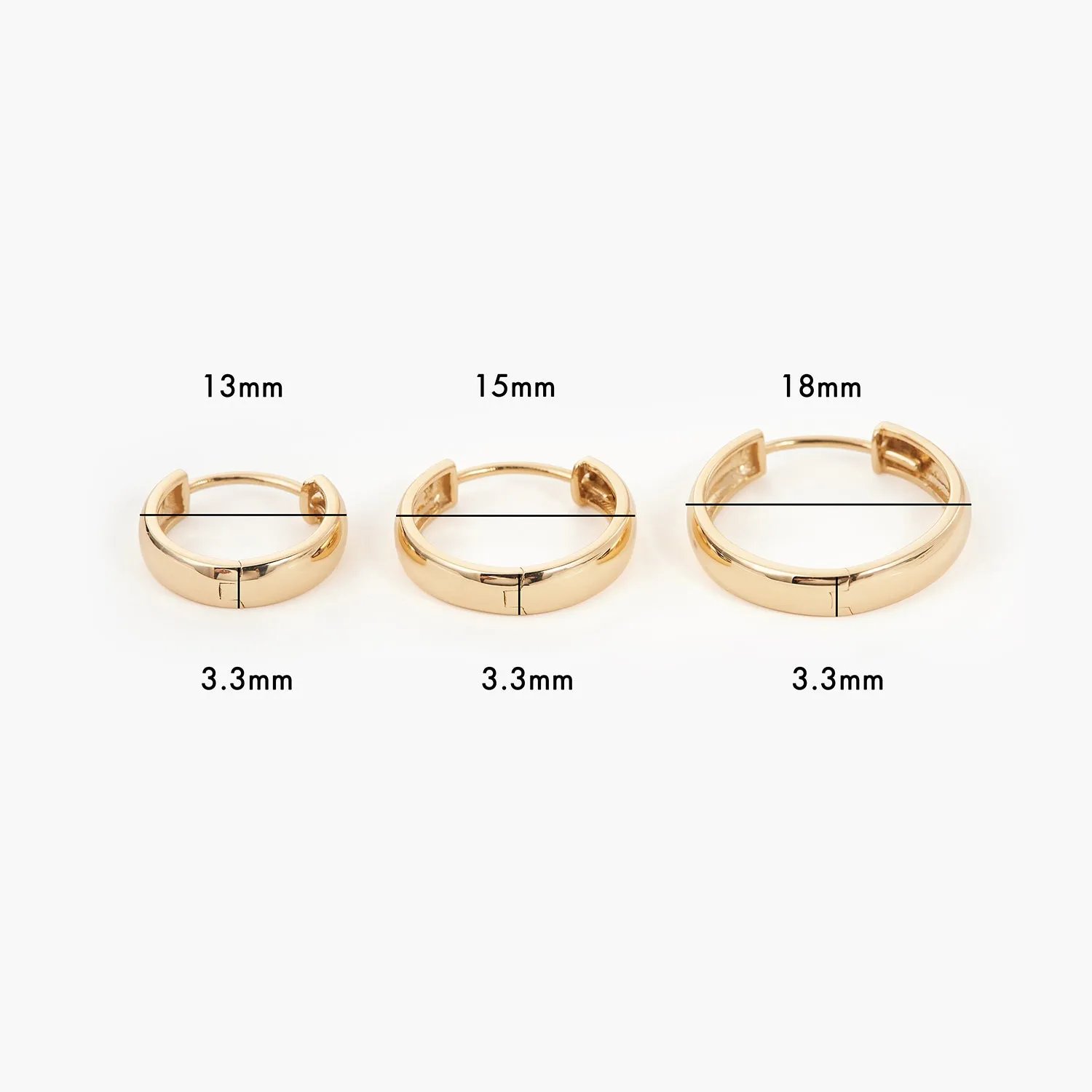 15mm 14K Gold Bold Huggie Hoops Earrings