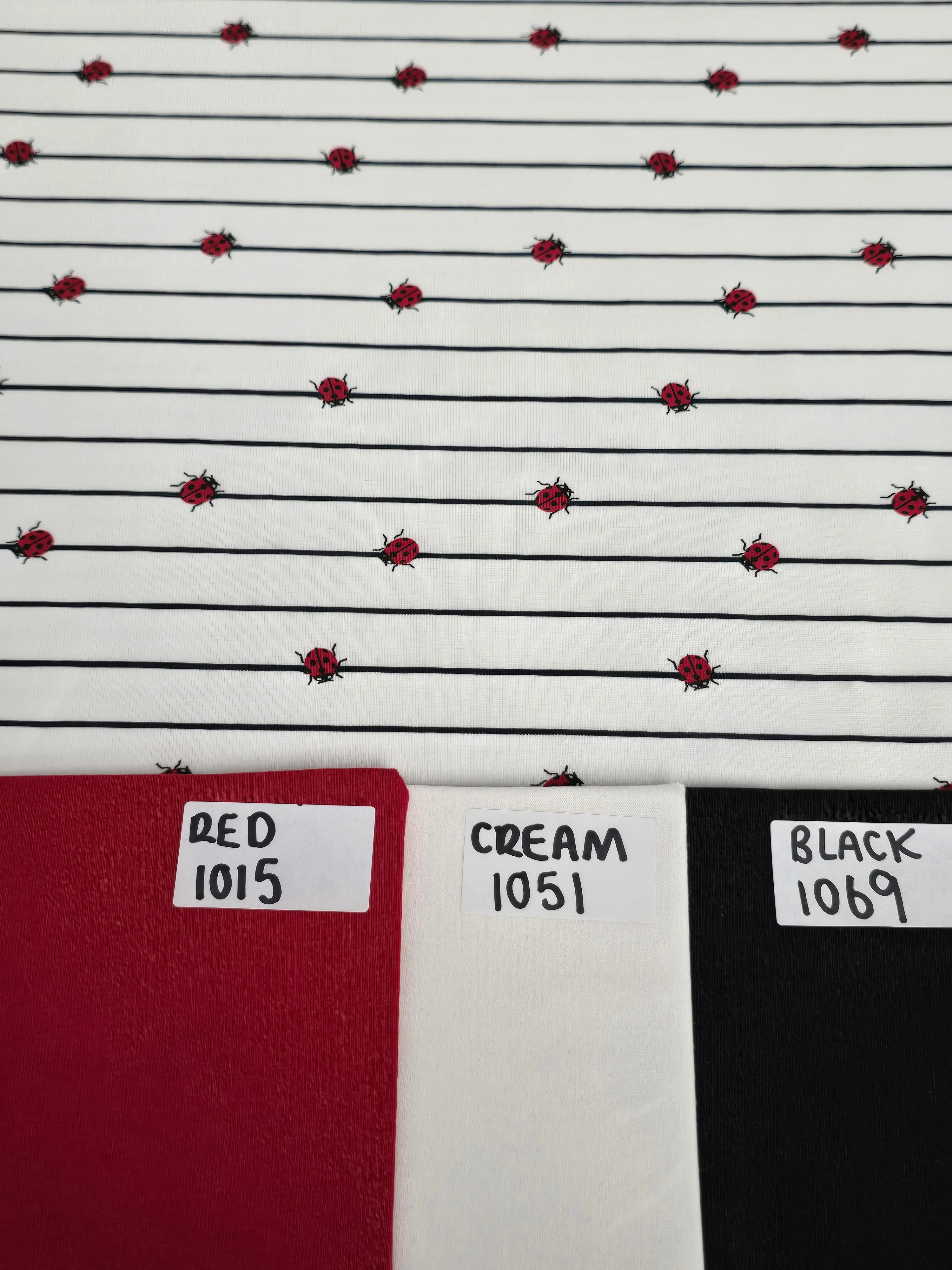 1.85M REMNANT STRIPE LADYBIRDS COTTON JERSEY