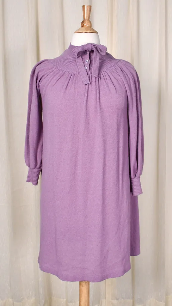 1970s Vintage Lavender Sweater Dress