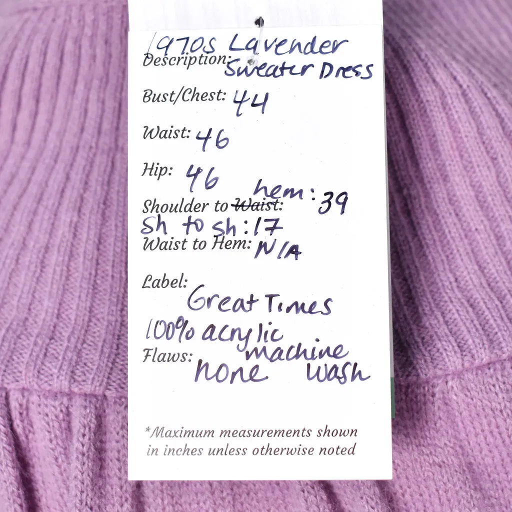 1970s Vintage Lavender Sweater Dress
