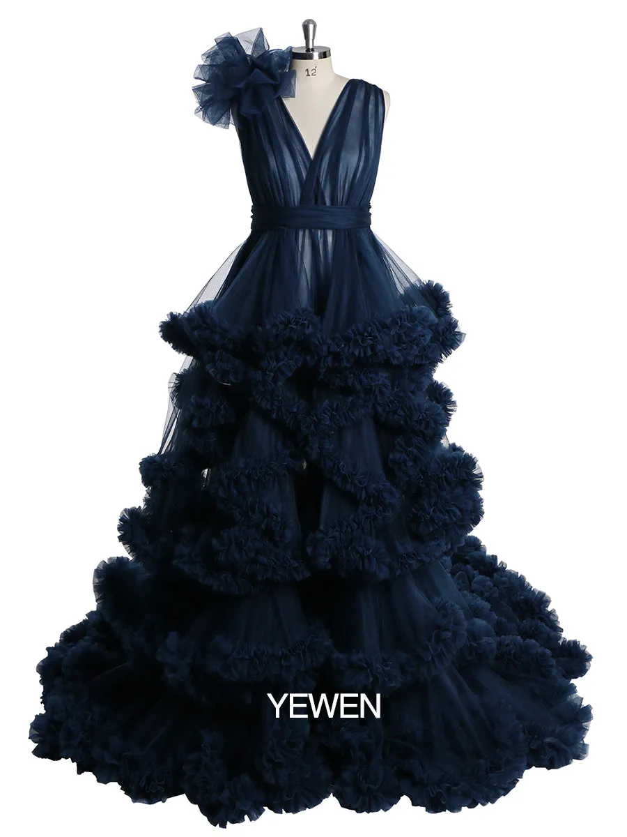 1M Train Cloud Style Women Ball Gown Wedding Photography Dress Maternity Dress for Photo Shoot
