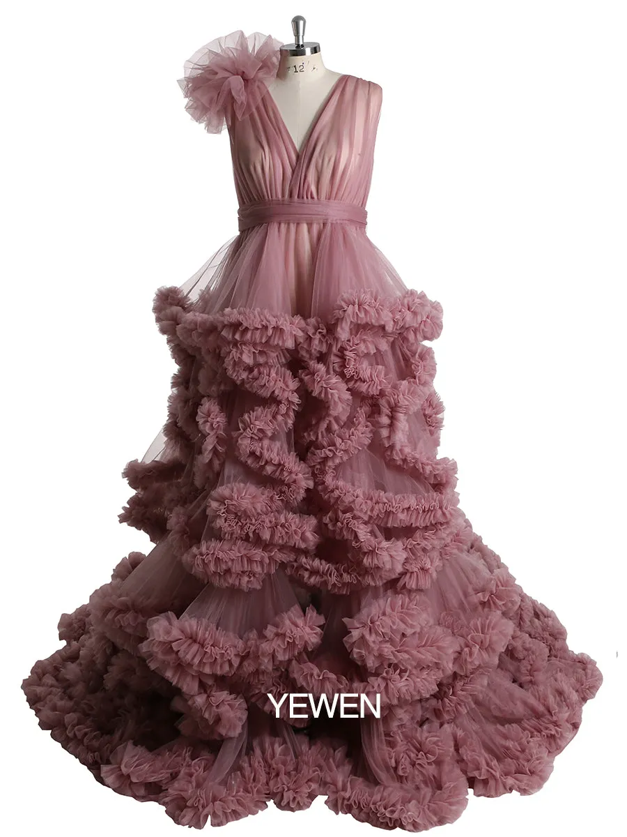 1M Train Cloud Style Women Ball Gown Wedding Photography Dress Maternity Dress for Photo Shoot