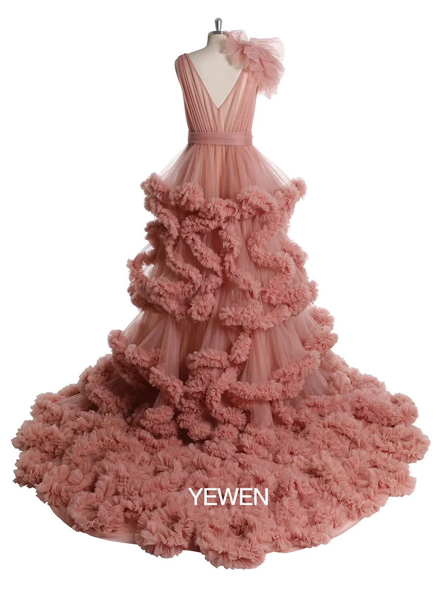 1M Train Cloud Style Women Ball Gown Wedding Photography Dress Maternity Dress for Photo Shoot
