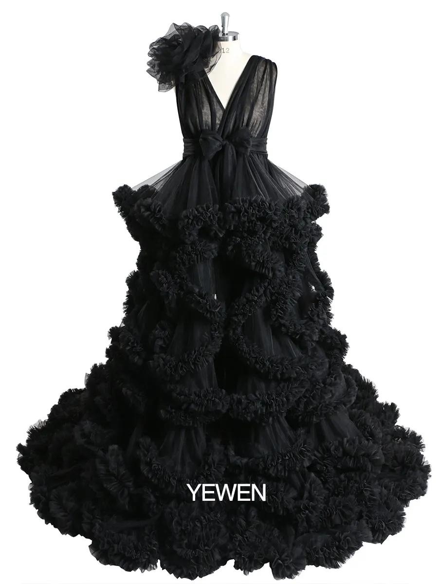 1M Train Cloud Style Women Ball Gown Wedding Photography Dress Maternity Dress for Photo Shoot