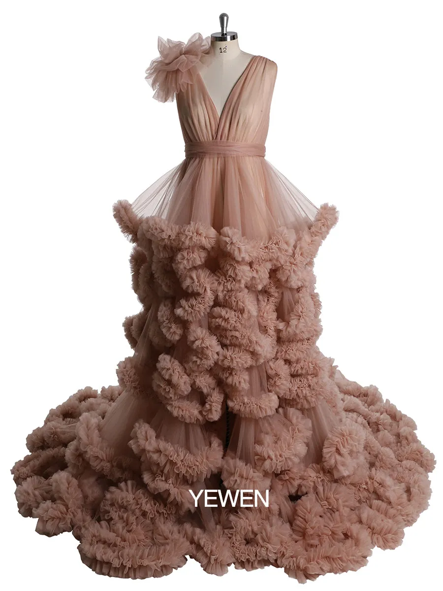 1M Train Cloud Style Women Ball Gown Wedding Photography Dress Maternity Dress for Photo Shoot