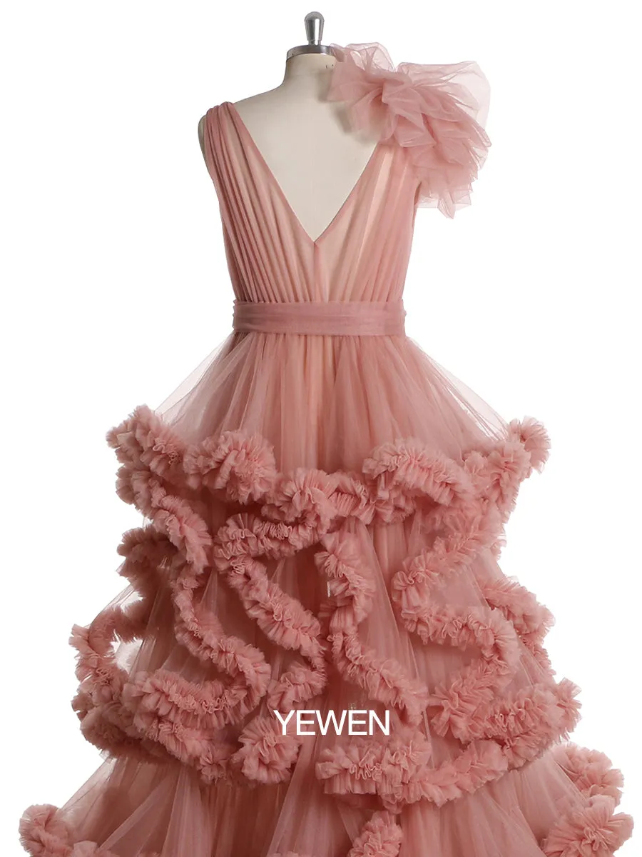 1M Train Cloud Style Women Ball Gown Wedding Photography Dress Maternity Dress for Photo Shoot
