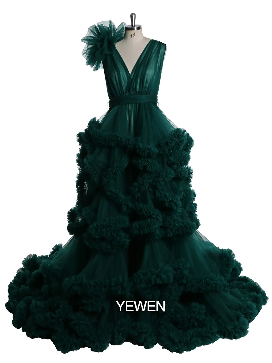 1M Train Cloud Style Women Ball Gown Wedding Photography Dress Maternity Dress for Photo Shoot