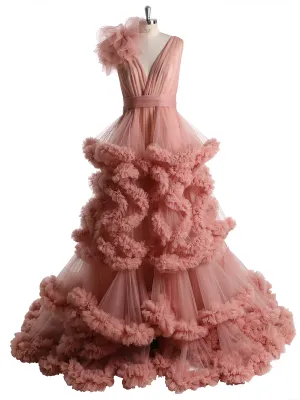 1M Train Cloud Style Women Ball Gown Wedding Photography Dress Maternity Dress for Photo Shoot