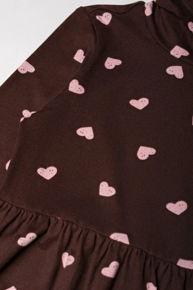 2 Pack Cherry Poloneck Dress Pink And Brown