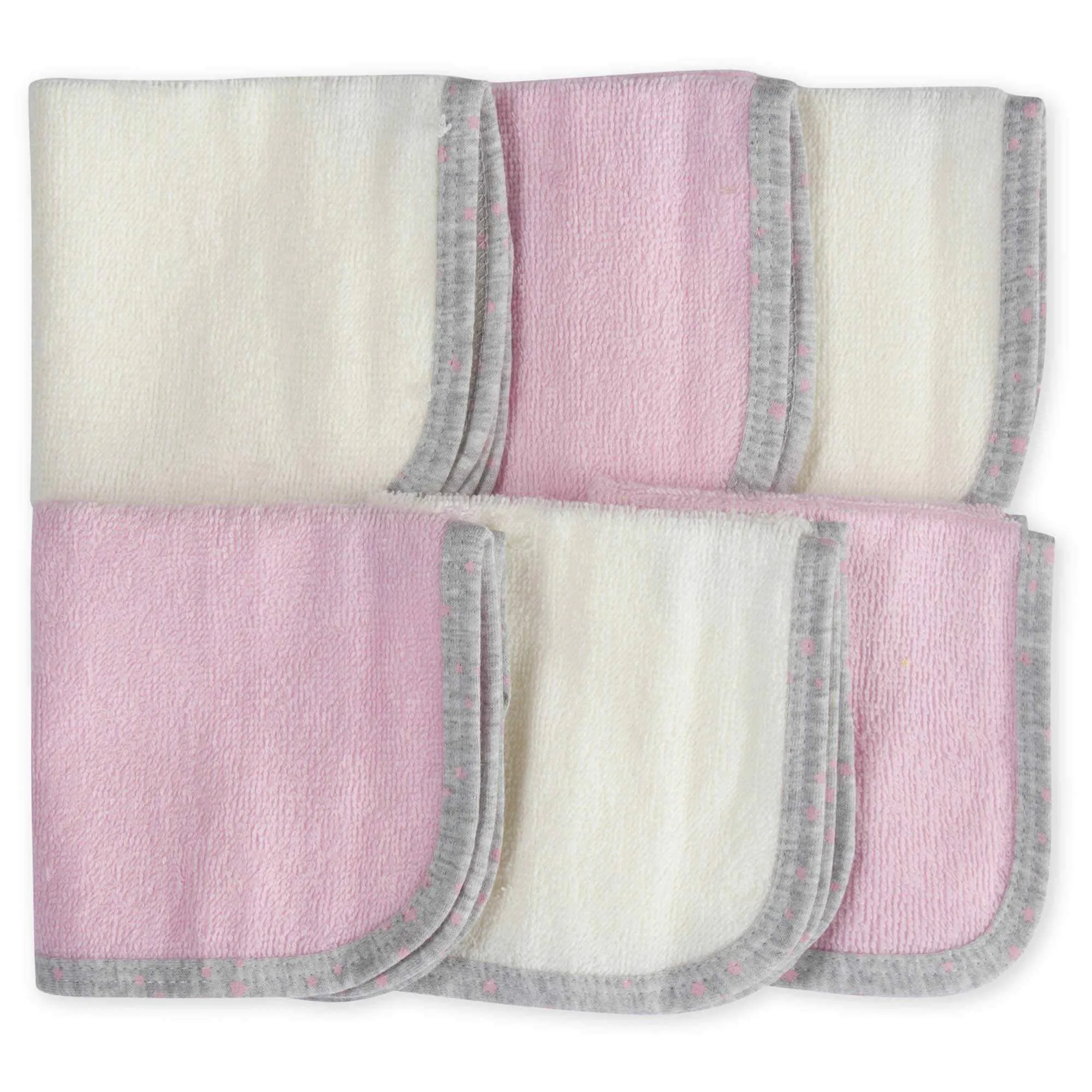6-Pack Baby Girls' Bunny Woven Washcloths