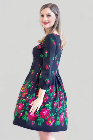 Adela Black Folk Dress