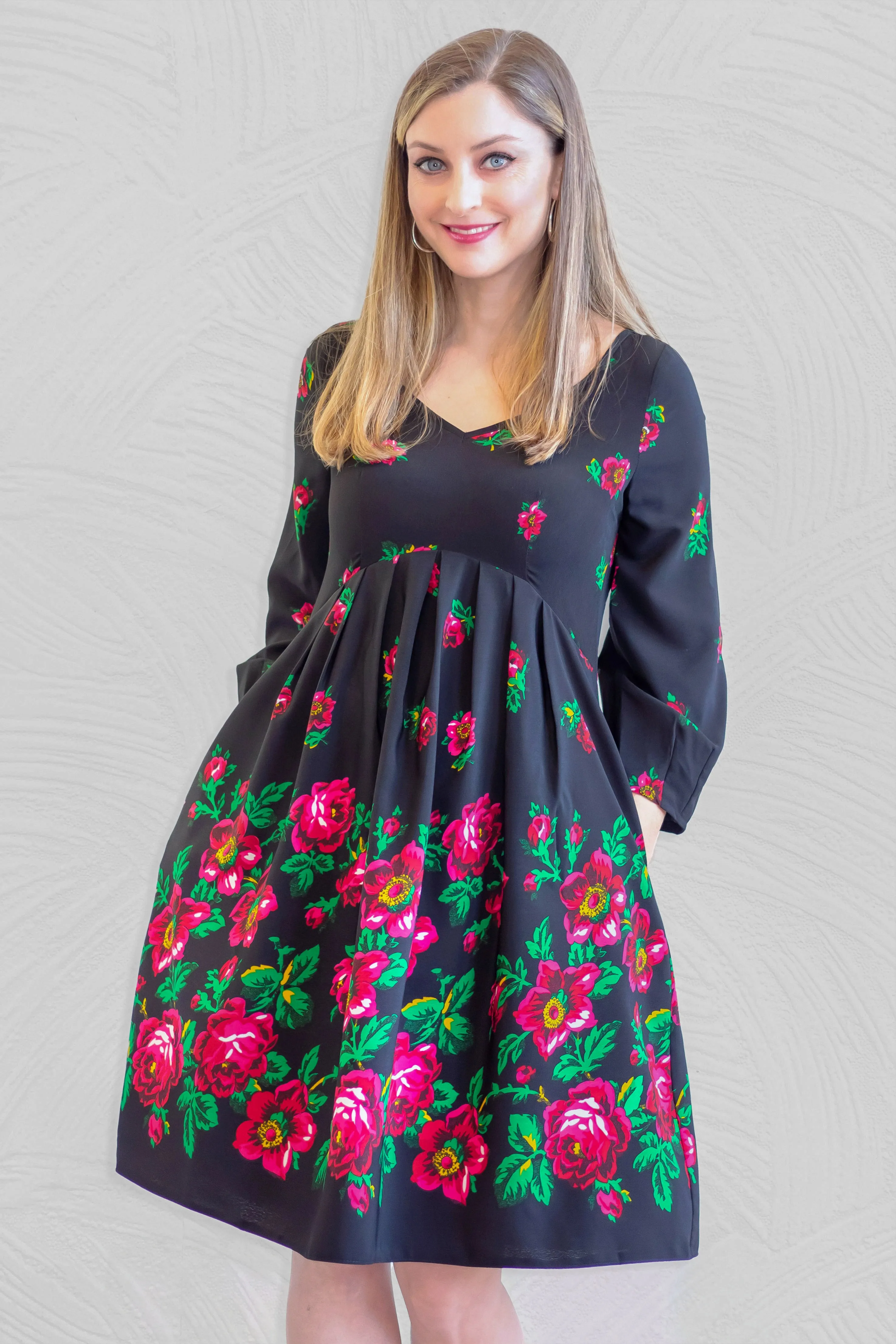 Adela Black Folk Dress