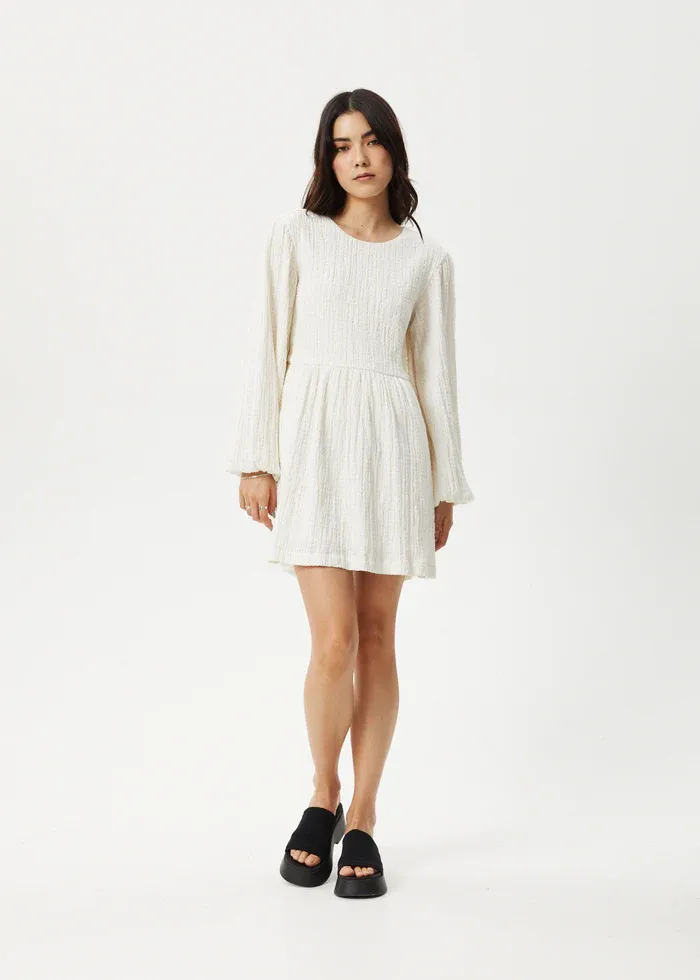 Afends Focus Seersucker Mini Dress - White