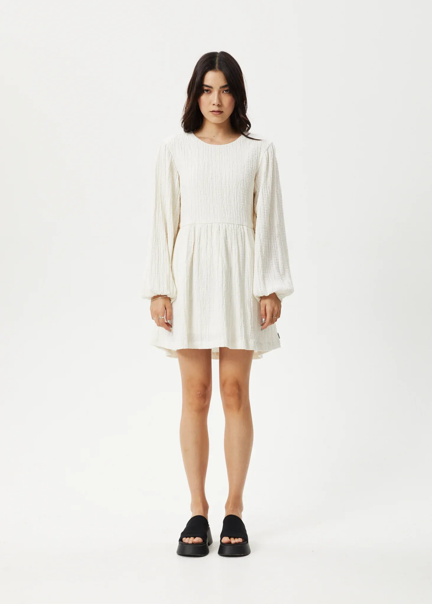 Afends Focus Seersucker Mini Dress - White