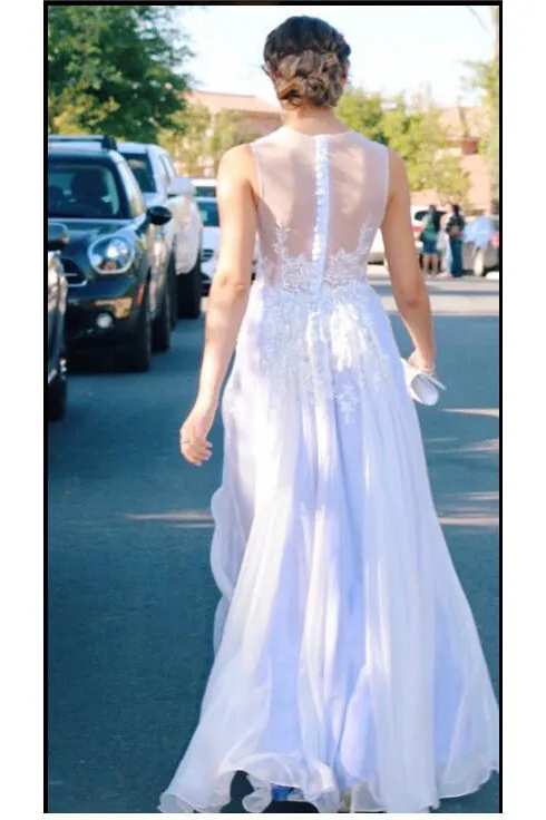 Affordable See Through Appliques Slit Prom Dress For Teen,Graduation Party Dress OK734