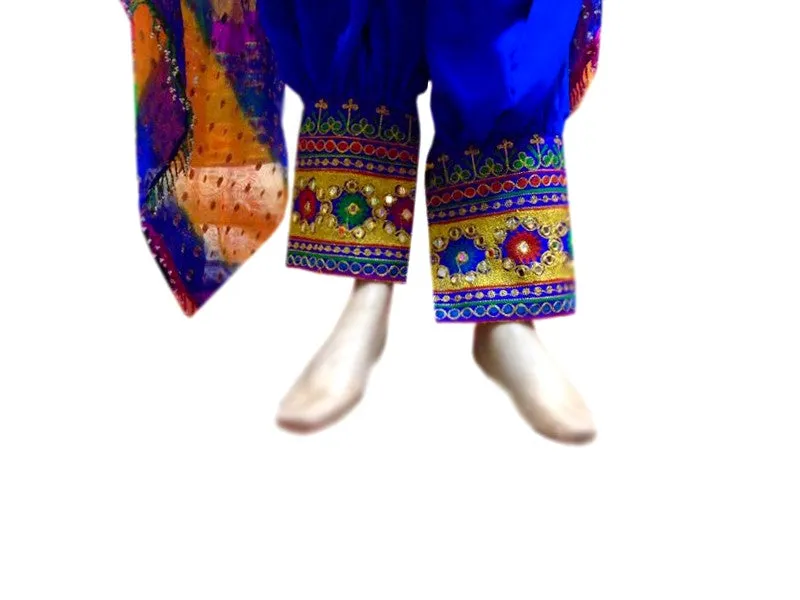 Afghan Persian Dress Frock In Yellow Blue Color