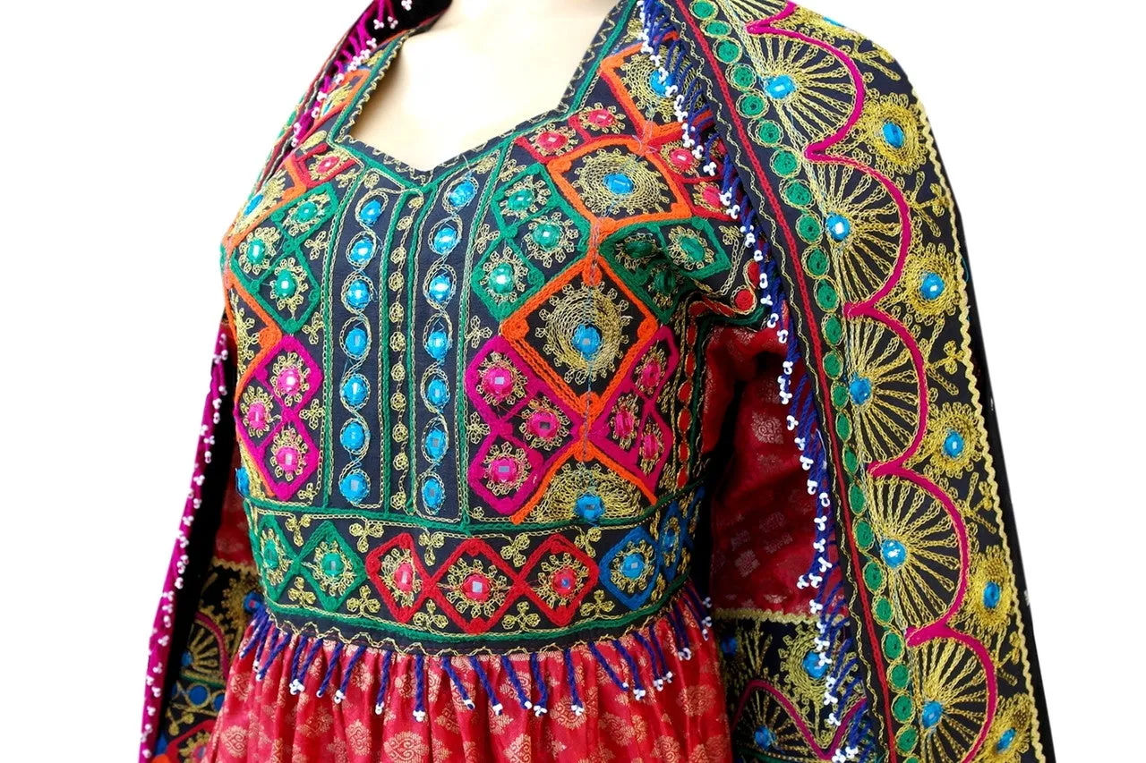 Afghan Traditional Dress In Red Color Muslim Wedding Dress
