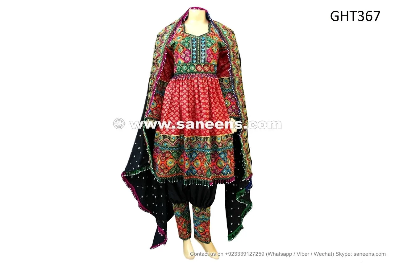 Afghan Traditional Dress In Red Color Muslim Wedding Dress