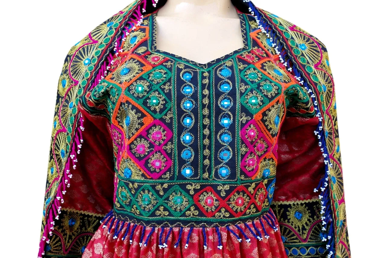 Afghan Traditional Dress In Red Color Muslim Wedding Dress