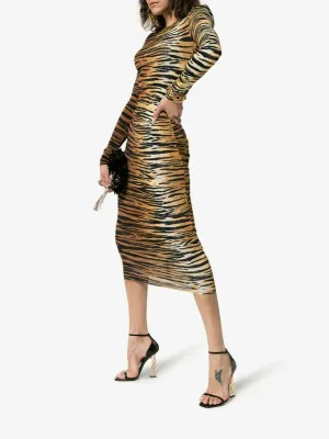 Alexandre Vauthier Long Sleeved Tiger Print Kylie Jenner  Dress