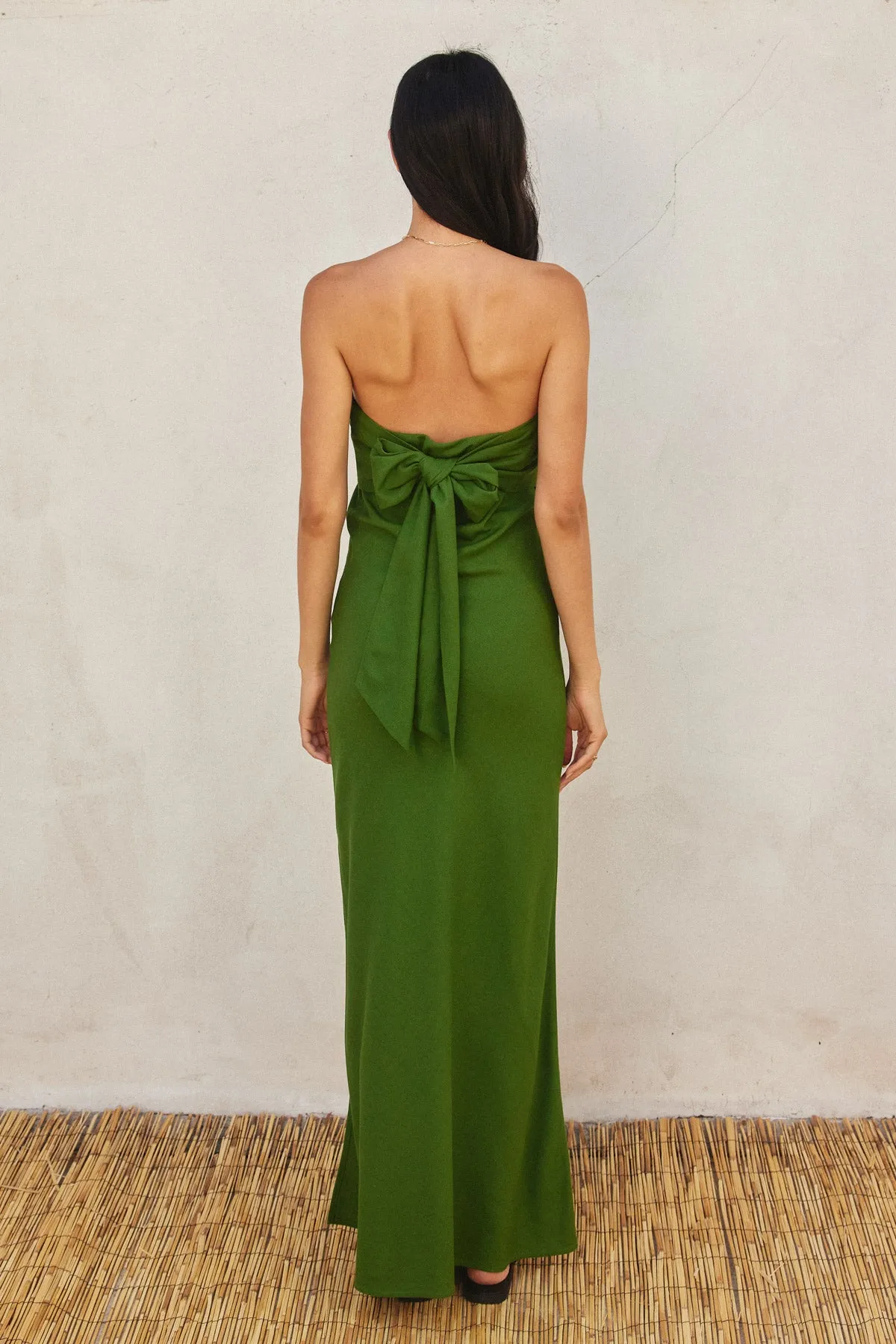 Ana linen Strapless Side Slit Maxi Dress