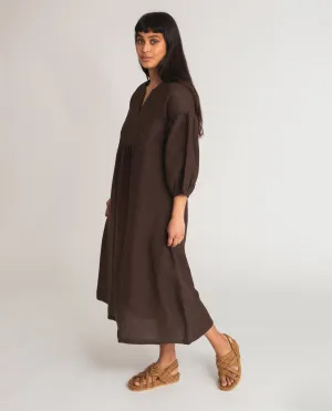 Andreia-May linen dress in chocolate
