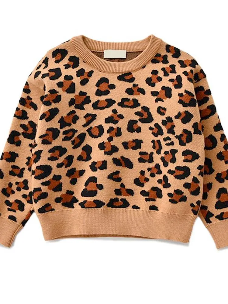 Animal Power Girls Tan & Black Animal Print Jumper - African Leopard Tan