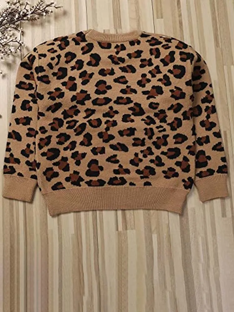Animal Power Girls Tan & Black Animal Print Jumper - African Leopard Tan