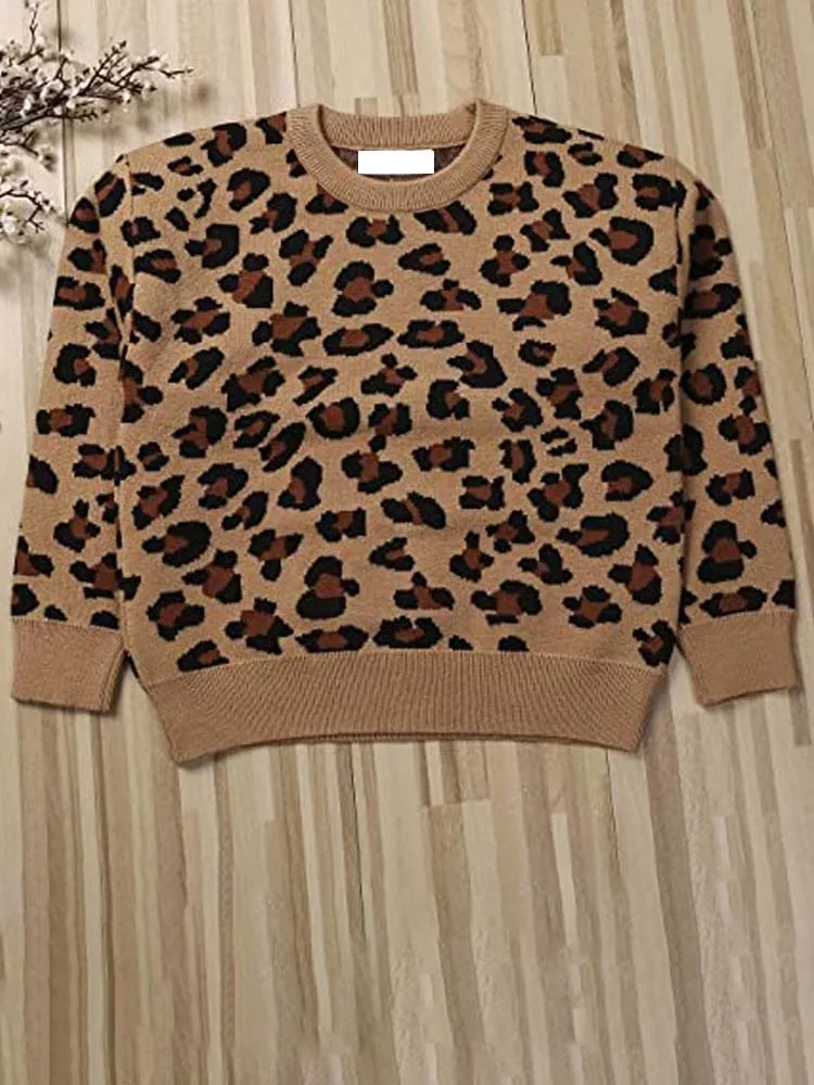 Animal Power Girls Tan & Black Animal Print Jumper - African Leopard Tan