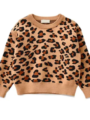 Animal Power Girls Tan & Black Animal Print Jumper - African Leopard Tan