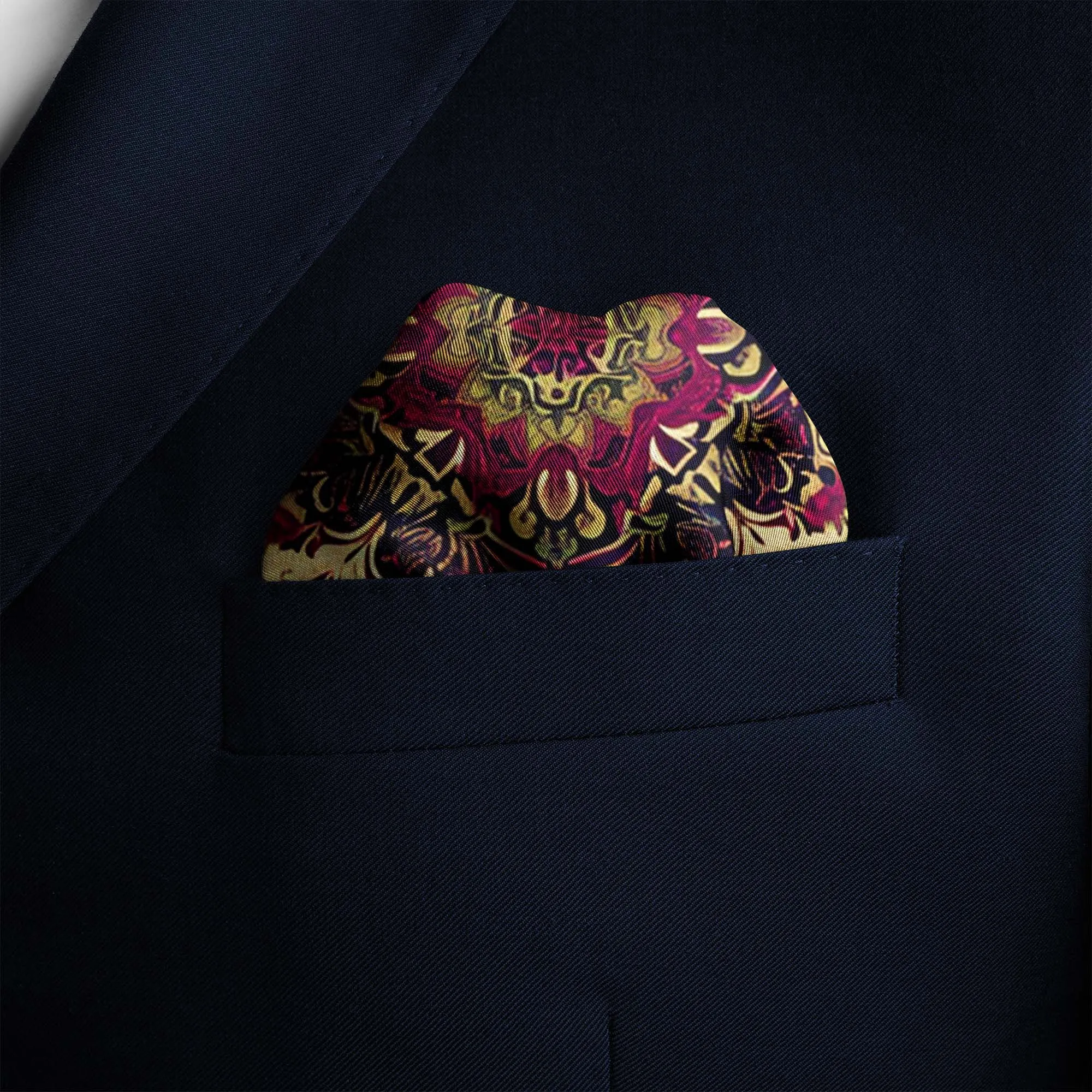 ARABESQUE ABSTRACT VINTAGE SILK POCKET SQUARE