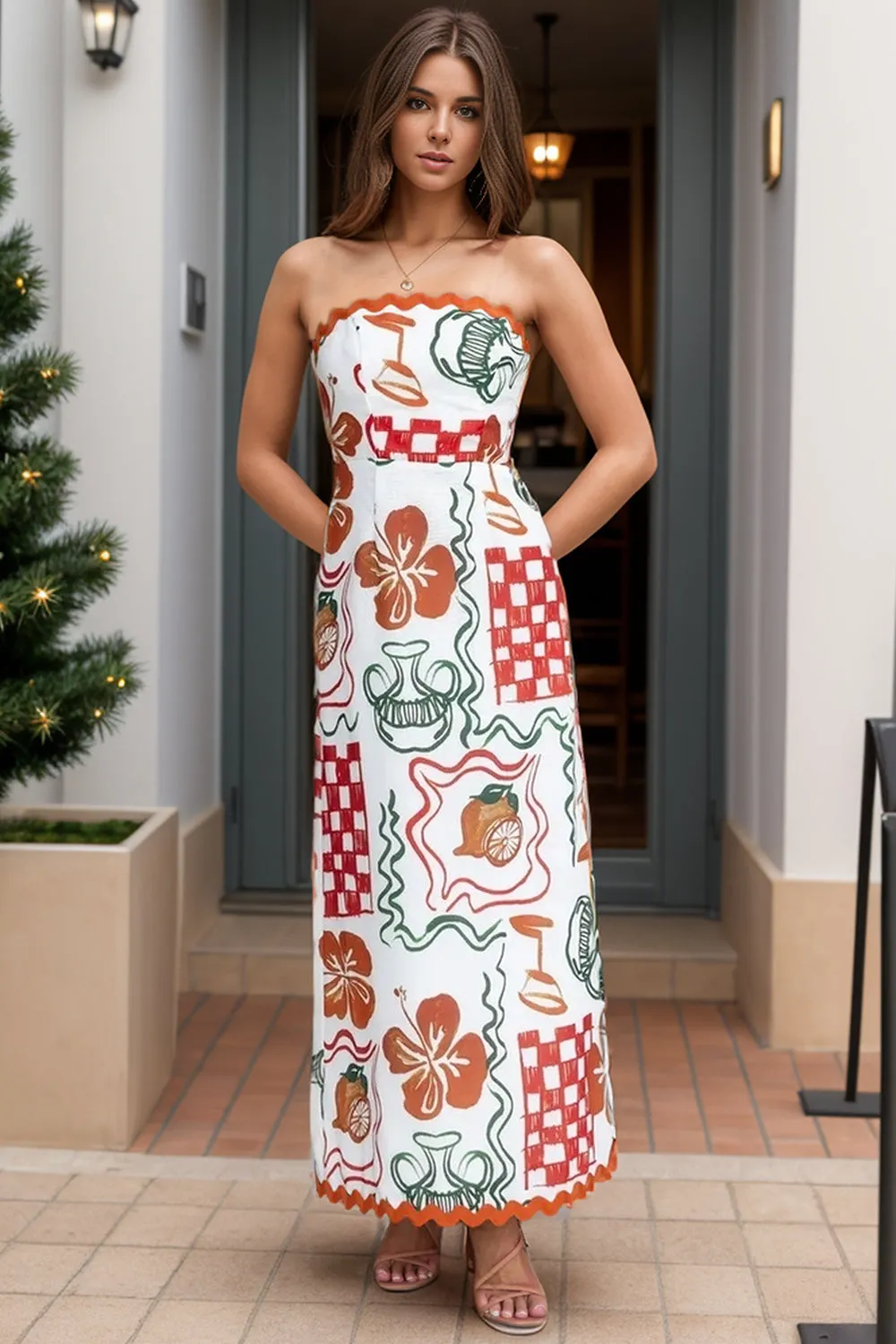 Aurora Printed Tube Maxi Dress