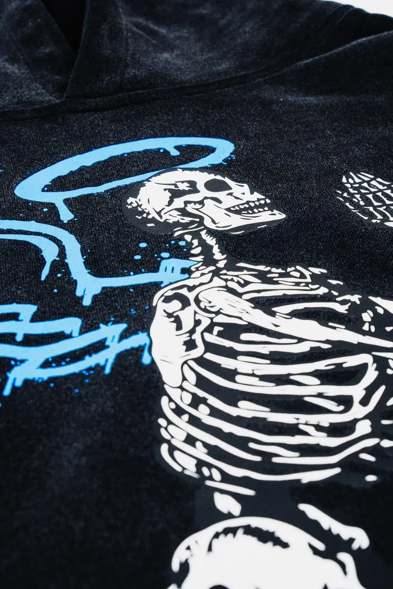 AUTHENTICS PRAYING SKELETON HOODIE (VINT BLACK)