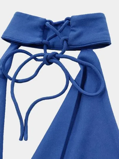 Backless Lace Up Back Sleeveless Maxi Dress