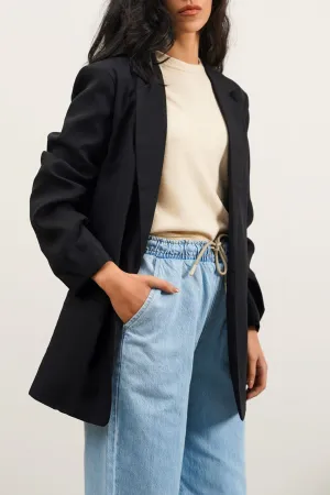 BASIC BLAZER WITH RUCHED SLEEVE