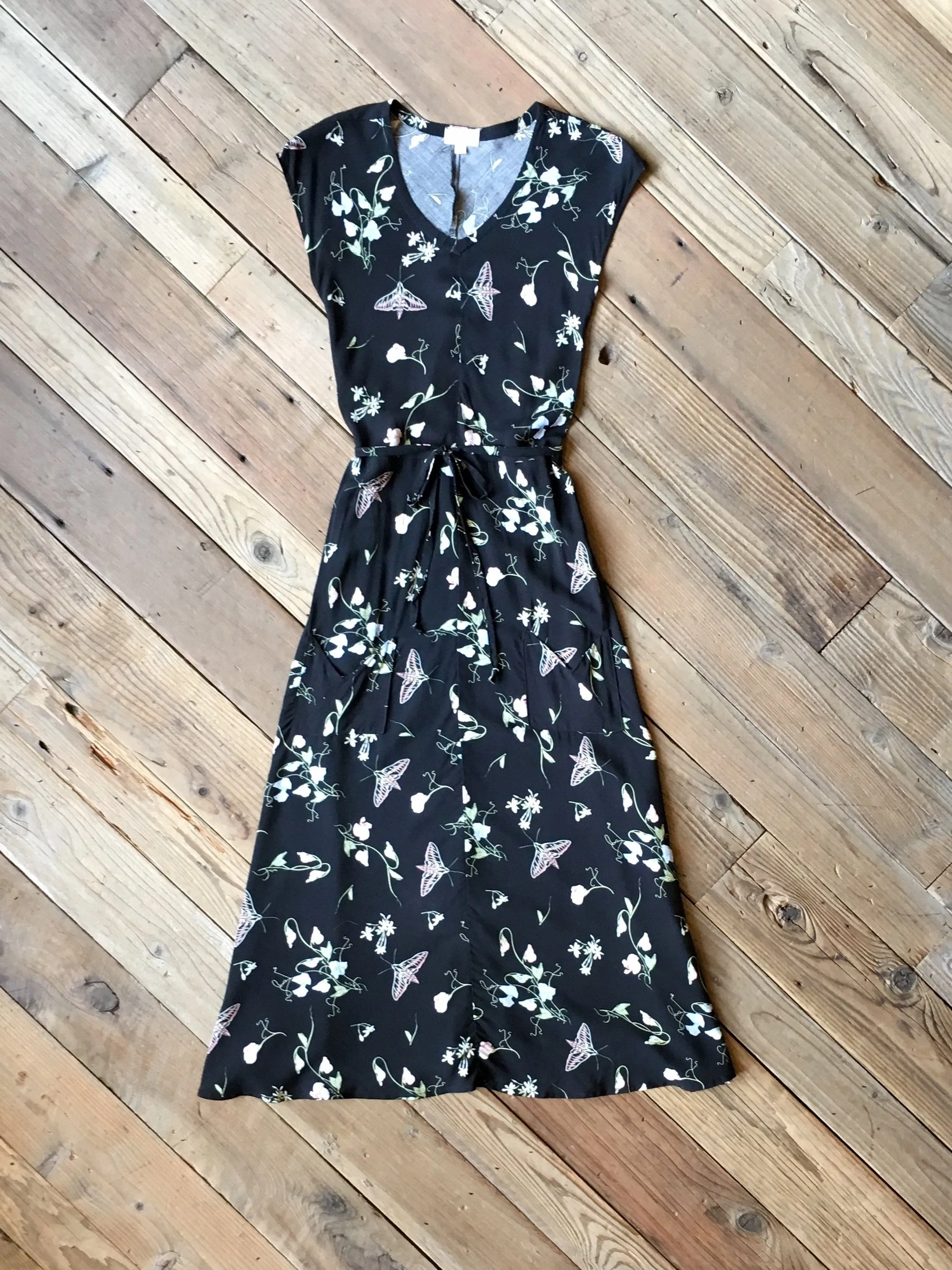 Belted Bias Dress in Sweet Pea Challis