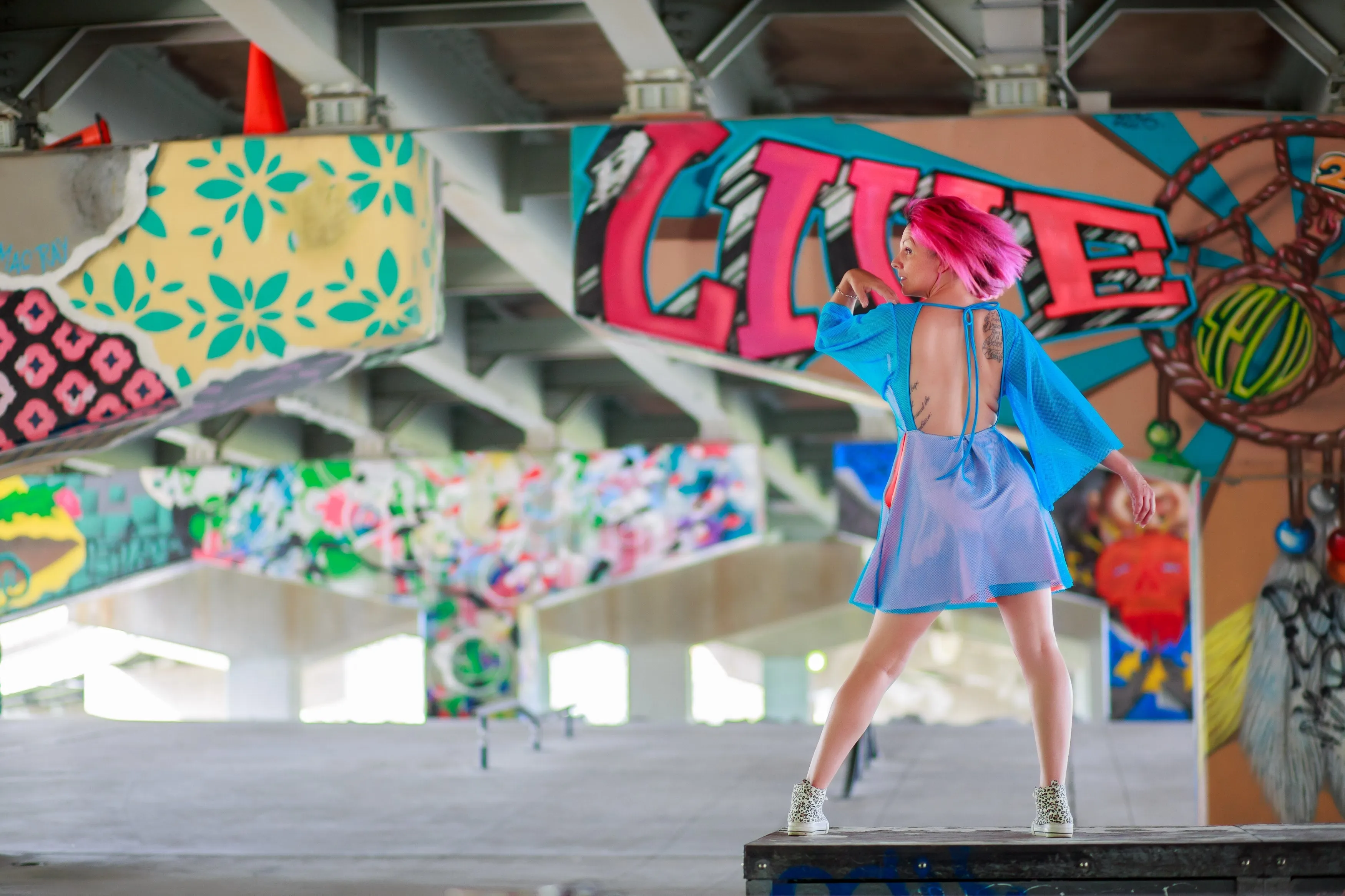 Bingo Bango Dress-Blue Mesh