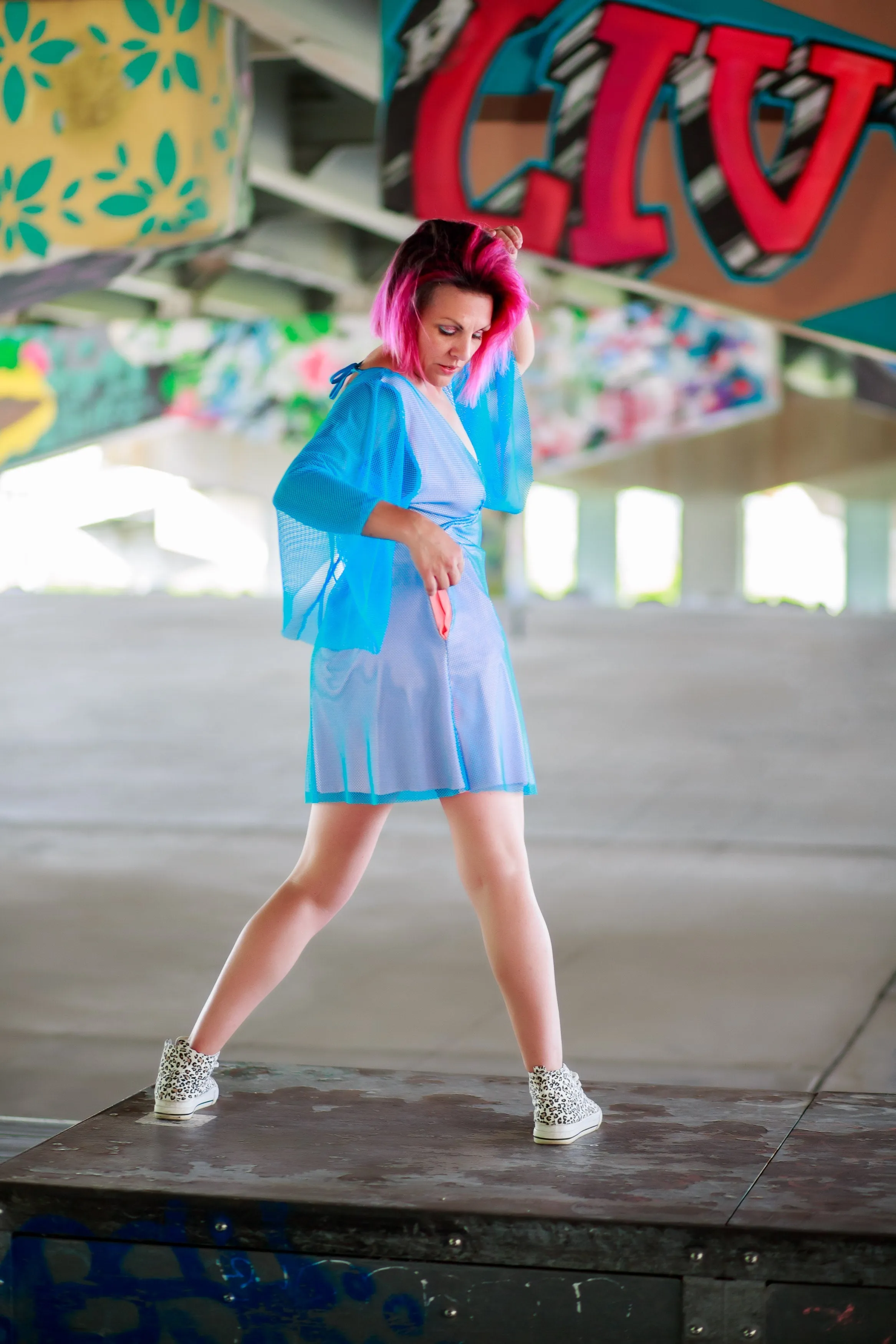Bingo Bango Dress-Blue Mesh