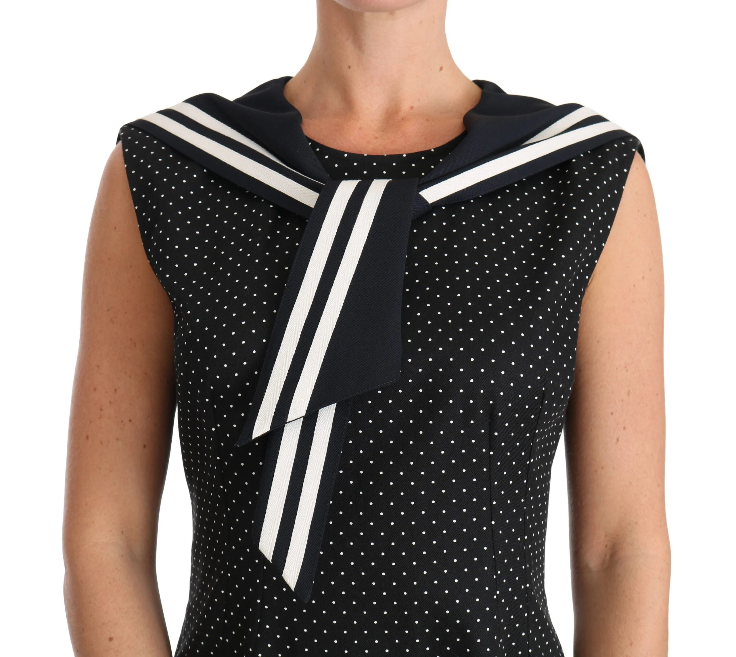 Black Cotton Stretch Polka Crystal Dress