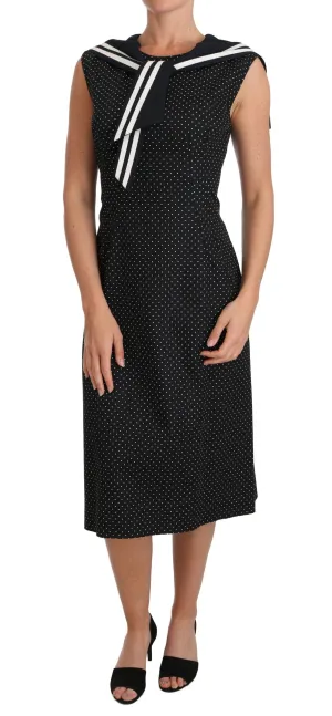 Black Cotton Stretch Polka Crystal Dress