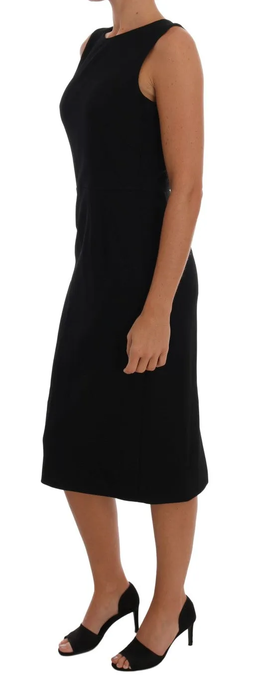 Black Stretch Crystal Sheath Dress