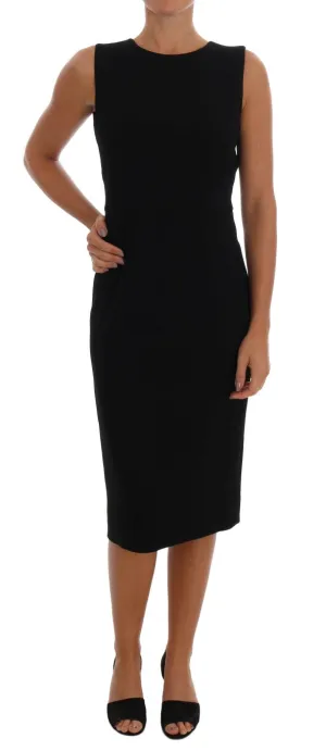 Black Stretch Crystal Sheath Dress