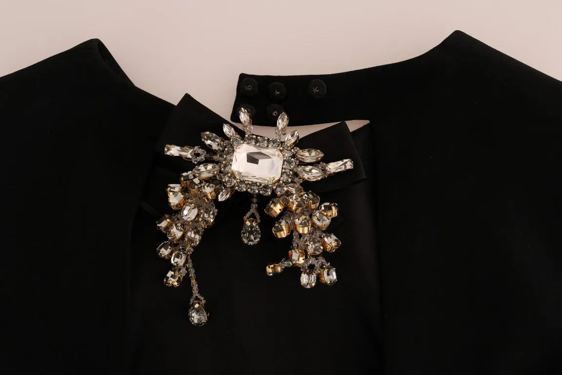 Black Stretch Crystal Sheath Dress