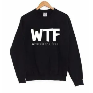 Black Where The Food Fleece Full Sleeves Pull Over Sweatshirt