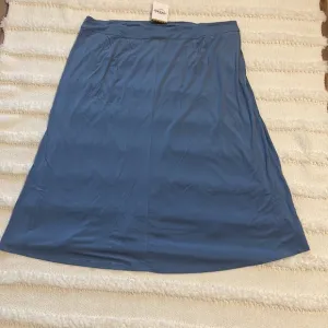 Bob Mackie wearable art maxi skirt stretch knit chambray smokey blue  lined 3X