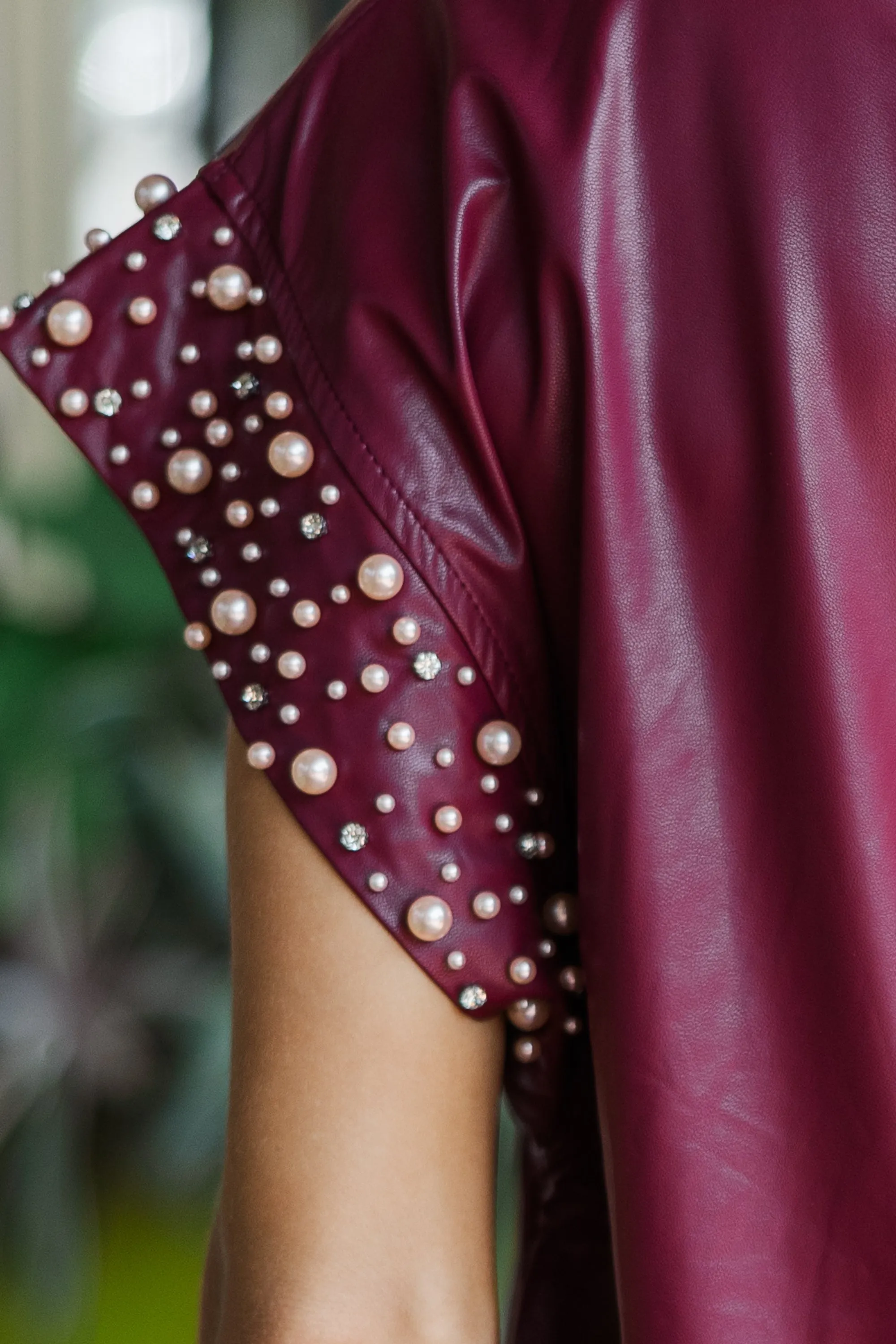Bold Self Merlot Red Faux Leather Dress