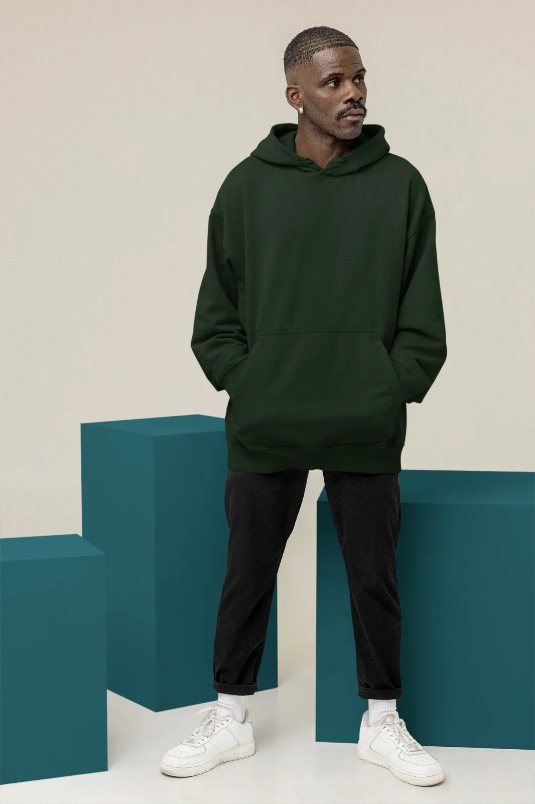 Bottle Green Oversized Hoodie || Essentials