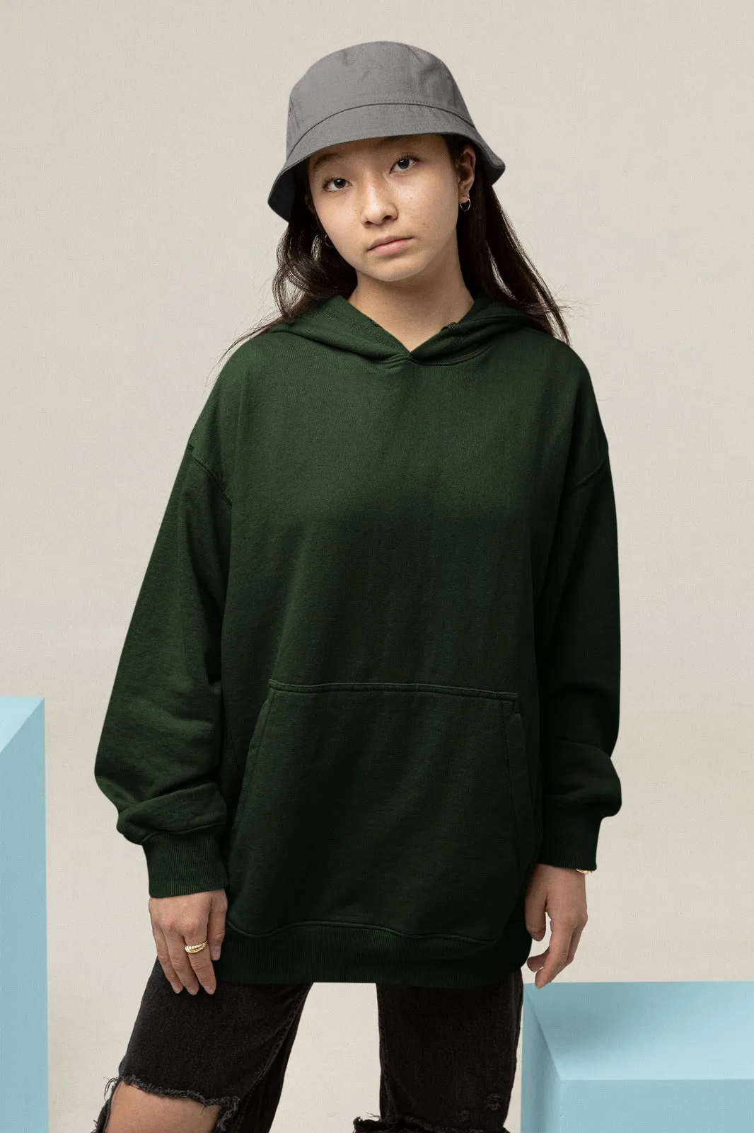 Bottle Green Oversized Hoodie || Essentials