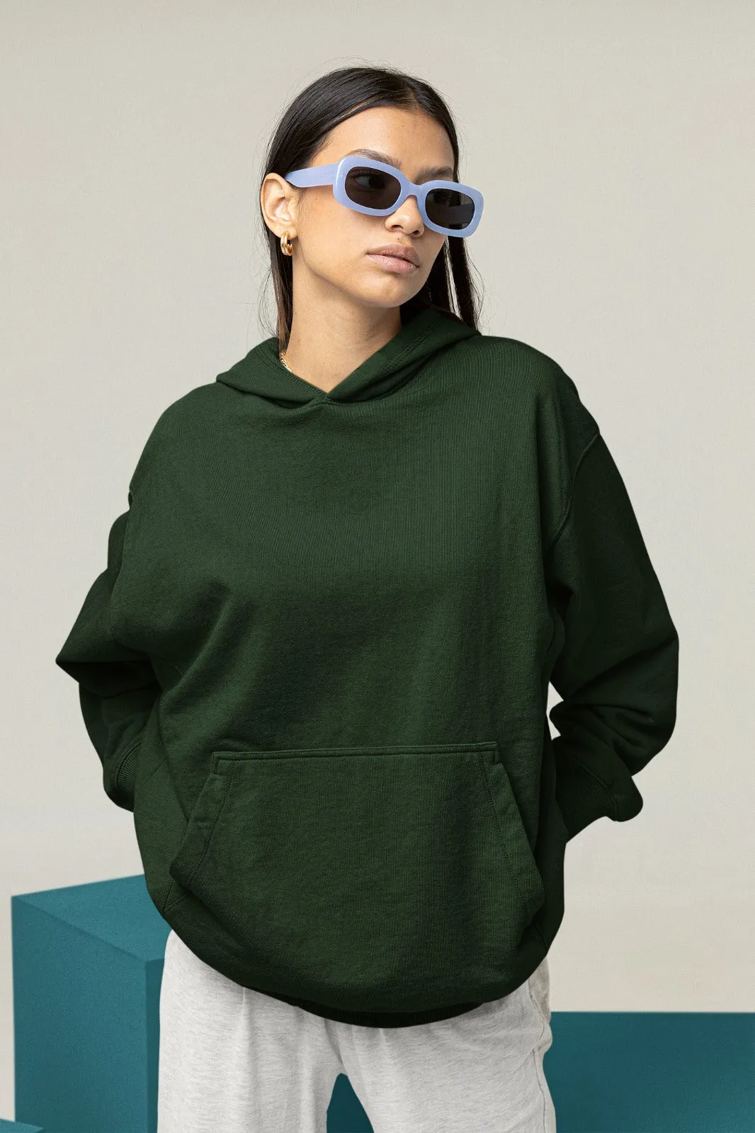 Bottle Green Oversized Hoodie || Essentials